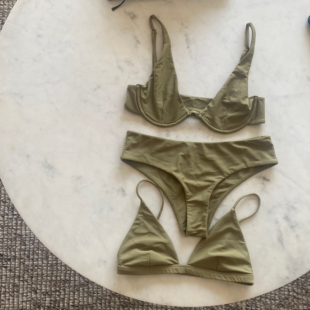 Mikoh swim Bondi bottom, Gomi top and the Santa Rosa top